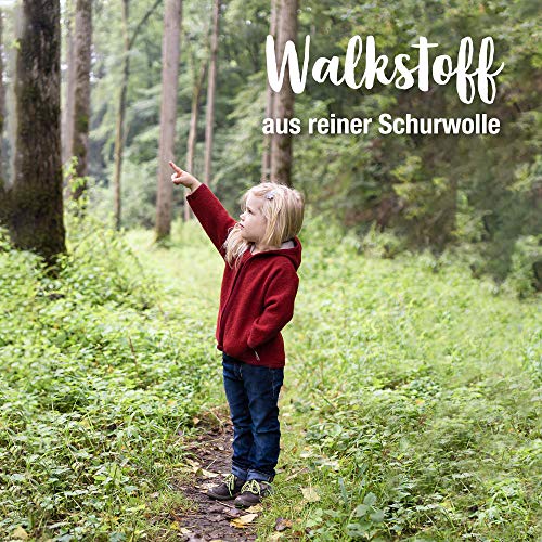 Ehrenkind® Walkjacke | Jacke für Kind aus Natur Schurwolle mit Reißverschluss | Walk Jacke für Baby | Rot Gr. 98/104 - 7