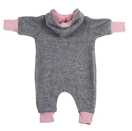 Lilakind“ Baby Wollwalk Overall Einteiler mit Kapuze Walkloden Walkoverall Grau Meliert Rosa Gr. 86/92 - Made in Germany - 2