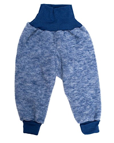 Cosilana Baby Hose mit Bund aus weichem Wollfleece, 100% Schurwolle kbT (86/92, Marine-Melange)