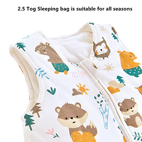 Chilsuessy Baby Ganzjahres Schlafsack, 2.5 Tog Schlafsack für Kleinkinder, Ärmellos Winter Babyschlafsack mit einstellbarer Länge, Natur Baumwolle, Dschungel Tiere, 130cm/Baby Höhe 120-140cm - 4