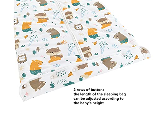 Chilsuessy Baby Ganzjahres Schlafsack, 2.5 Tog Schlafsack für Kleinkinder, Ärmellos Winter Babyschlafsack mit einstellbarer Länge, Natur Baumwolle, Dschungel Tiere, 130cm/Baby Höhe 120-140cm - 5