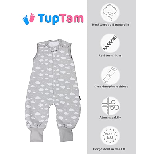 TupTam Baby Schlafsack mit Bein Mädchen Jungen Ganzjahresschlafsack 2,5 Tog, Farbe: Wolken Grau, Größe: 68-74 - 2