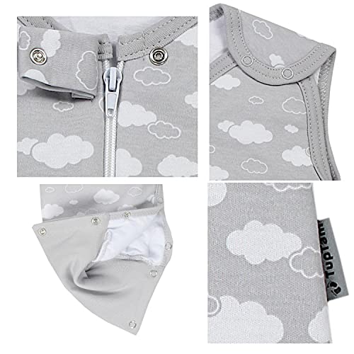 TupTam Baby Schlafsack mit Bein Mädchen Jungen Ganzjahresschlafsack 2,5 Tog, Farbe: Wolken Grau, Größe: 68-74 - 6