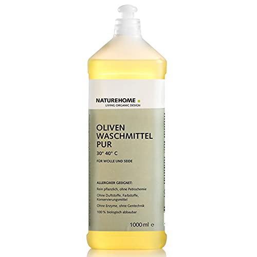 NATUREHOME Bio Oliven Feinwaschmittel PUR - 1L flüssiges Allergiker Waschmittel für Wolle & Seide Flüssigwaschmittel 100% biologisch abbaubar - 2