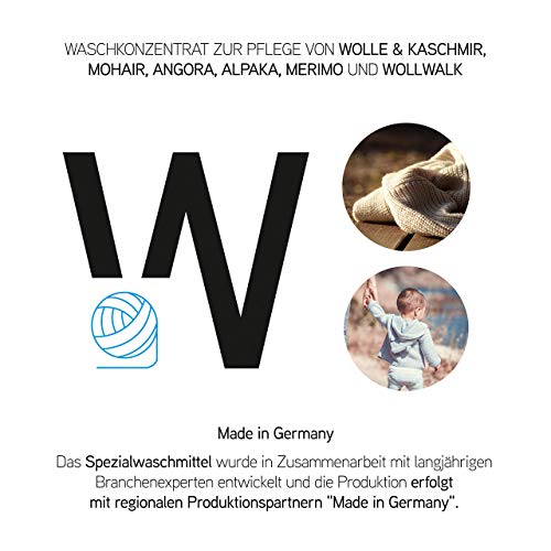 CLEANATICS Wolle & Kaschmir Intensivpflege mit Lanolin - Feinwaschmittel mit rückfettender Wirkung - Waschmittel Konzentrat für Cashmere, Wollwalk, Schurwolle & Merino Pullover, Schal, Socken (250 g) - 2