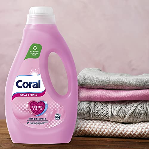 Coral Feinwaschmittel Wolle & Feines Flüssigwaschmittel mit Soft Care Formel 20 WL (1 x 1L) - 4
