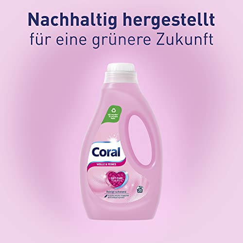 Coral Feinwaschmittel Wolle & Feines Flüssigwaschmittel mit Soft Care Formel 20 WL (1 x 1L) - 5